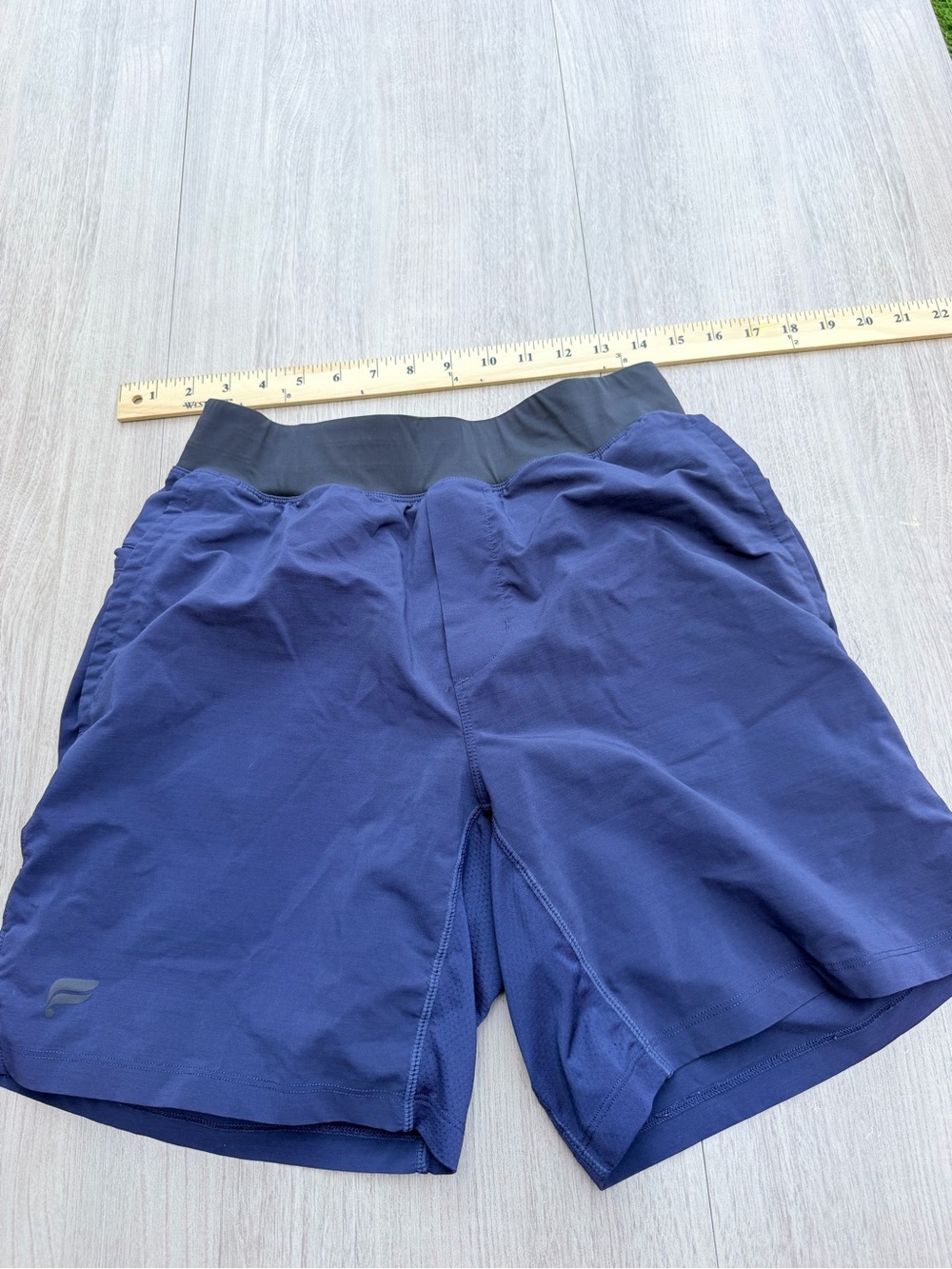 Fabletics Navy Blue Men's Performance Shorts with Black Waistband